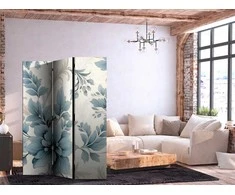 Artgeist Pertvara - Turquoise Flowers in Retro Vibe; Floral Ornaments
