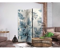 Artgeist Pertvara - Turquoise Flowers in Retro Vibe; Floral Ornaments