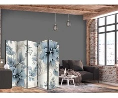 Artgeist Pertvara - Turquoise Flowers in Retro Vibe; Floral Ornaments