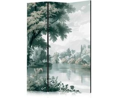 Artgeist Pertvara - View of the Park and Lake - Retro Vintage Landscape in Greens
