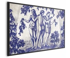 Artgeist Plakatas - Ancient Vineyard - three women in a portal painted in mėlynas ink