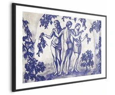 Artgeist Plakatas - Ancient Vineyard - three women in a portal painted in mėlynas ink