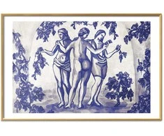 Artgeist Plakatas - Ancient Vineyard - three women in a portal painted in mėlynas ink