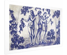 Artgeist Plakatas - Ancient Vineyard - three women in a portal painted in mėlynas ink