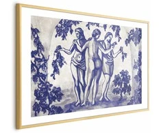 Artgeist Plakatas - Ancient Vineyard - three women in a portal painted in mėlynas ink
