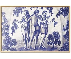 Artgeist Plakatas - Ancient Vineyard - three women in a portal painted in mėlynas ink