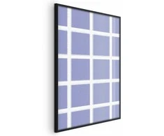 Artgeist Plakatas - Baltas Lines - a grid with large gaps on a mėlynas background