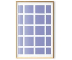 Artgeist Plakatas - Baltas Lines - a grid with large gaps on a mėlynas background