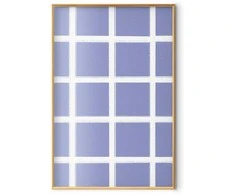 Artgeist Plakatas - Baltas Lines - a grid with large gaps on a mėlynas background