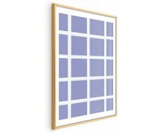 Artgeist Plakatas - Baltas Lines - a grid with large gaps on a mėlynas background