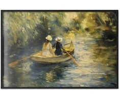 Artgeist Plakatas - Boat crossing - painting of two women sailing a boat on a river