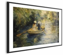Artgeist Plakatas - Boat crossing - painting of two women sailing a boat on a river
