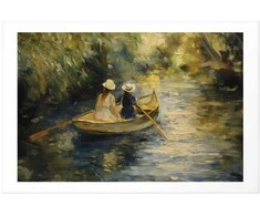 Artgeist Plakatas - Boat crossing - painting of two women sailing a boat on a river