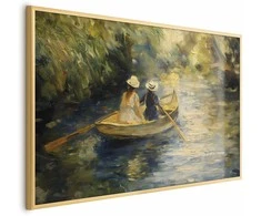 Artgeist Plakatas - Boat crossing - painting of two women sailing a boat on a river