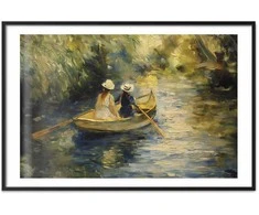 Artgeist Plakatas - Boat crossing - painting of two women sailing a boat on a river