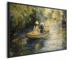 Artgeist Plakatas - Boat crossing - painting of two women sailing a boat on a river