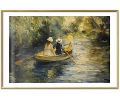 Artgeist Plakatas - Boat crossing - painting of two women sailing a boat on a river