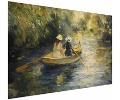 Artgeist Plakatas - Boat crossing - painting of two women sailing a boat on a river