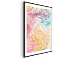 Artgeist Plakatas - Colorful Chaos - dynamic shapes in shades of pink, yellow, and mėlynas