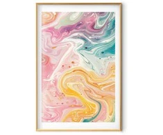 Artgeist Plakatas - Colorful Chaos - dynamic shapes in shades of pink, yellow, and mėlynas