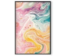 Artgeist Plakatas - Colorful Chaos - dynamic shapes in shades of pink, yellow, and mėlynas