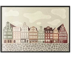 Artgeist Plakatas - Colorful Facades - Historic Wrocław Tenement Houses Against the Sky and Cobblestone Street