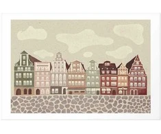Artgeist Plakatas - Colorful Facades - Historic Wrocław Tenement Houses Against the Sky and Cobblestone Street