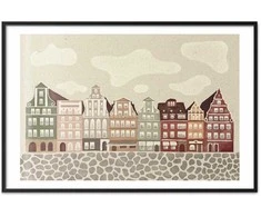 Artgeist Plakatas - Colorful Facades - Historic Wrocław Tenement Houses Against the Sky and Cobblestone Street
