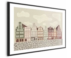 Artgeist Plakatas - Colorful Facades - Historic Wrocław Tenement Houses Against the Sky and Cobblestone Street