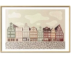 Artgeist Plakatas - Colorful Facades - Historic Wrocław Tenement Houses Against the Sky and Cobblestone Street