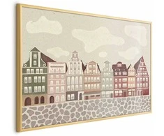 Artgeist Plakatas - Colorful Facades - Historic Wrocław Tenement Houses Against the Sky and Cobblestone Street
