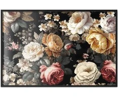 Artgeist Plakatas - Colorful Flowers on a Juodas Background