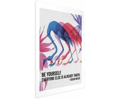 Artgeist Plakatas - Colorful Repetition - three flamingo silhouettes with an inspiring quote