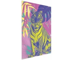 Artgeist Plakatas - Colorful Tiger - intense colors of a tiger surrounded by tropical plants