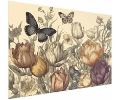 Artgeist Plakatas - Colorful Tulips on a Kreminis Background