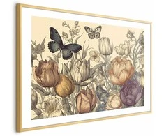 Artgeist Plakatas - Colorful Tulips on a Kreminis Background