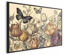 Artgeist Plakatas - Colorful Tulips on a Kreminis Background
