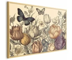 Artgeist Plakatas - Colorful Tulips on a Kreminis Background
