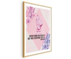 Artgeist Plakatas - Confucius on Beauty - a bust in pink with flowers and a quote