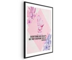 Artgeist Plakatas - Confucius on Beauty - a bust in pink with flowers and a quote