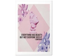 Artgeist Plakatas - Confucius on Beauty - a bust in pink with flowers and a quote
