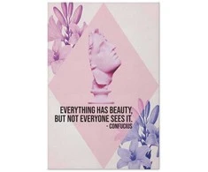 Artgeist Plakatas - Confucius on Beauty - a bust in pink with flowers and a quote