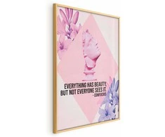 Artgeist Plakatas - Confucius on Beauty - a bust in pink with flowers and a quote
