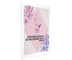 Artgeist Plakatas - Confucius on Beauty - a bust in pink with flowers and a quote