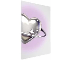 Artgeist Plakatas - Cosmic Heart - sidabrinis heart with a ring on a violetinė background