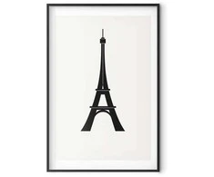 Artgeist Plakatas - Eiffel Tower Simple Juodas-and-Baltas Graphic