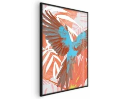 Artgeist Plakatas - Exotic Wings - parrot among abstract leaf patterns
