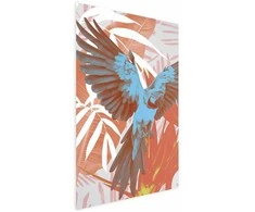 Artgeist Plakatas - Exotic Wings - parrot among abstract leaf patterns
