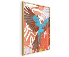 Artgeist Plakatas - Exotic Wings - parrot among abstract leaf patterns
