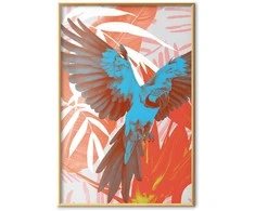 Artgeist Plakatas - Exotic Wings - parrot among abstract leaf patterns